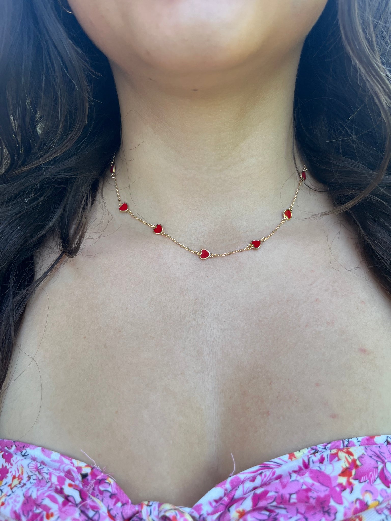 Red and Gold heart Necklace