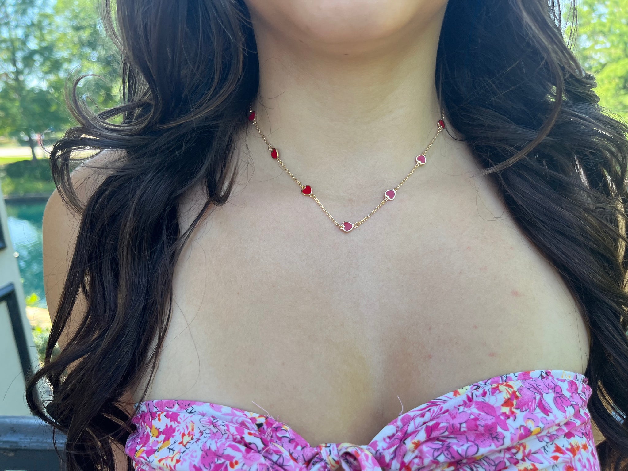 Red and Gold heart Necklace